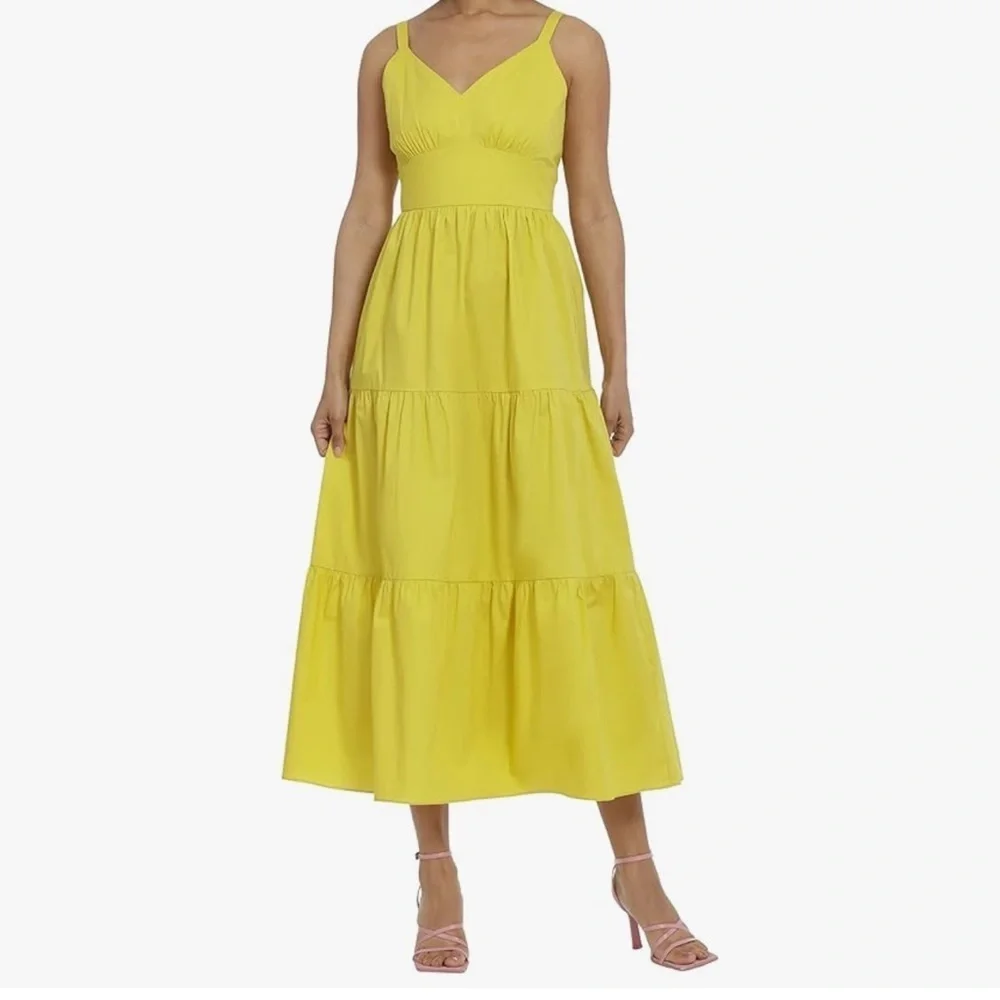 Maggy London Women's V-Neck Cotton Tiered dress